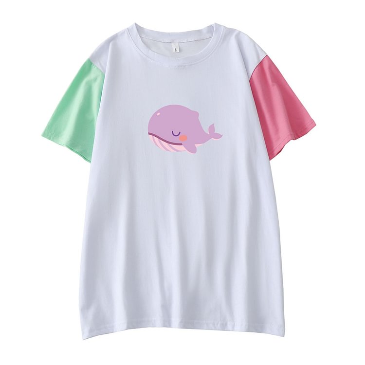 BTS Purple Whale Printed Colorblock T-shirt