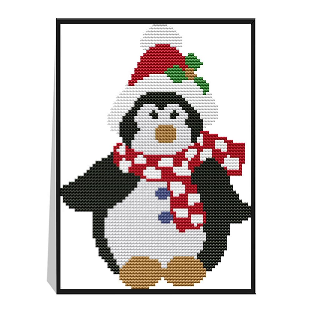 

Christmas penguin - 14CT Stamped Cross Stitch - 21*17cm, 501 Original