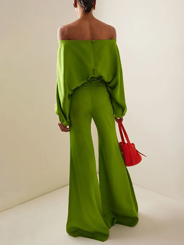 Loose Wide Leg High-Waisted Letter Print Split-Joint Pants Trousers