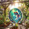(18.5cm)DIY Acrylic Jigsaw Puzzle Window Hanging with Hanging Chain DIY Stained Glass Decoration Round Window Puzzle Decor for DIY Craft Project (Goldfish)