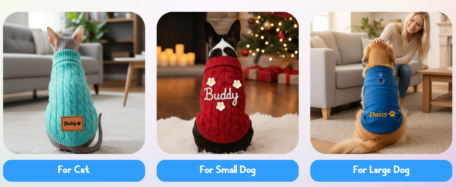 DYOART Personalized Dog Fleece Vest, Custom Embroidered Name Warm Winter Dog Clothes for Dogs