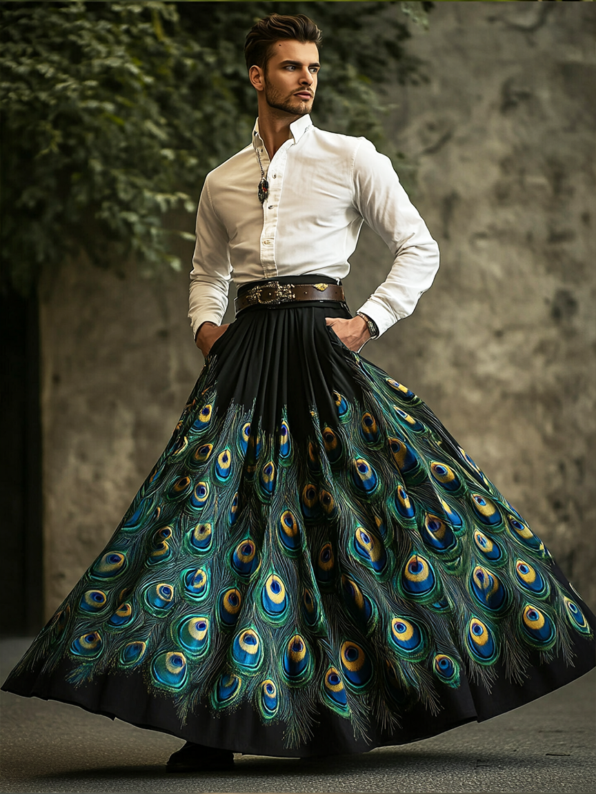 Peacock Feather Men's Festival Carnival Skirt