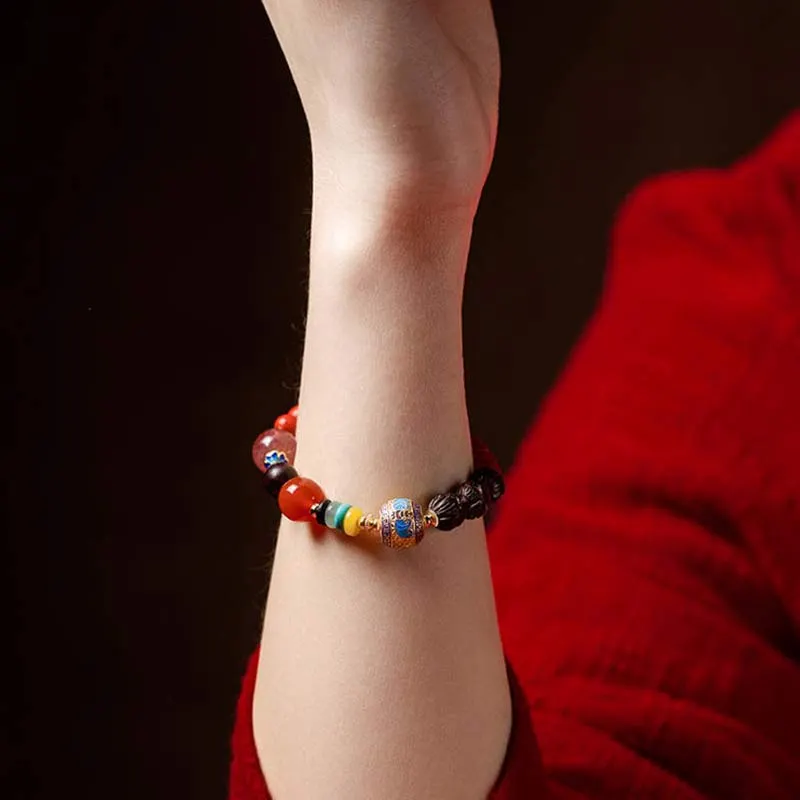 Cinnabar Small Leaf Red Sandalwood Jade Blessing Bracelet