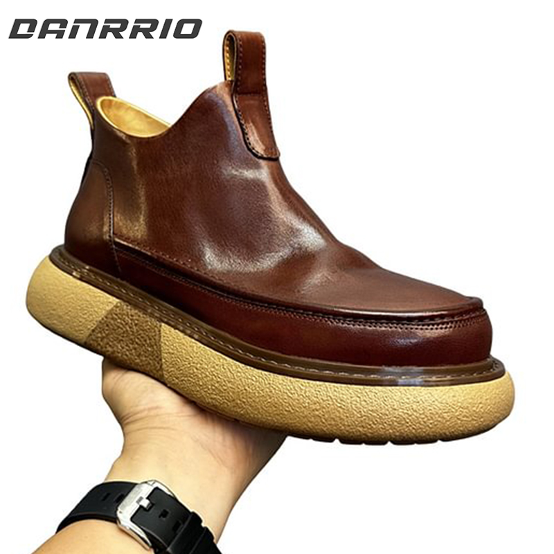 HANDMADE RETRO Horsehide British Style Chelsea Short Boots DANRRIO.COM DANRRIO