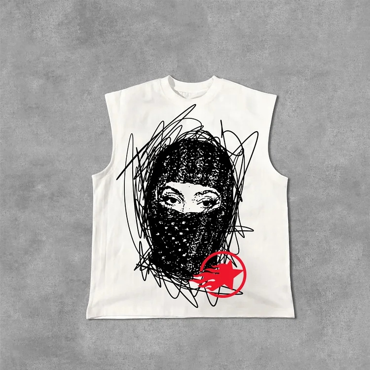 Gang Graffiti Mask Printed Cotton Tank Top SOPULA