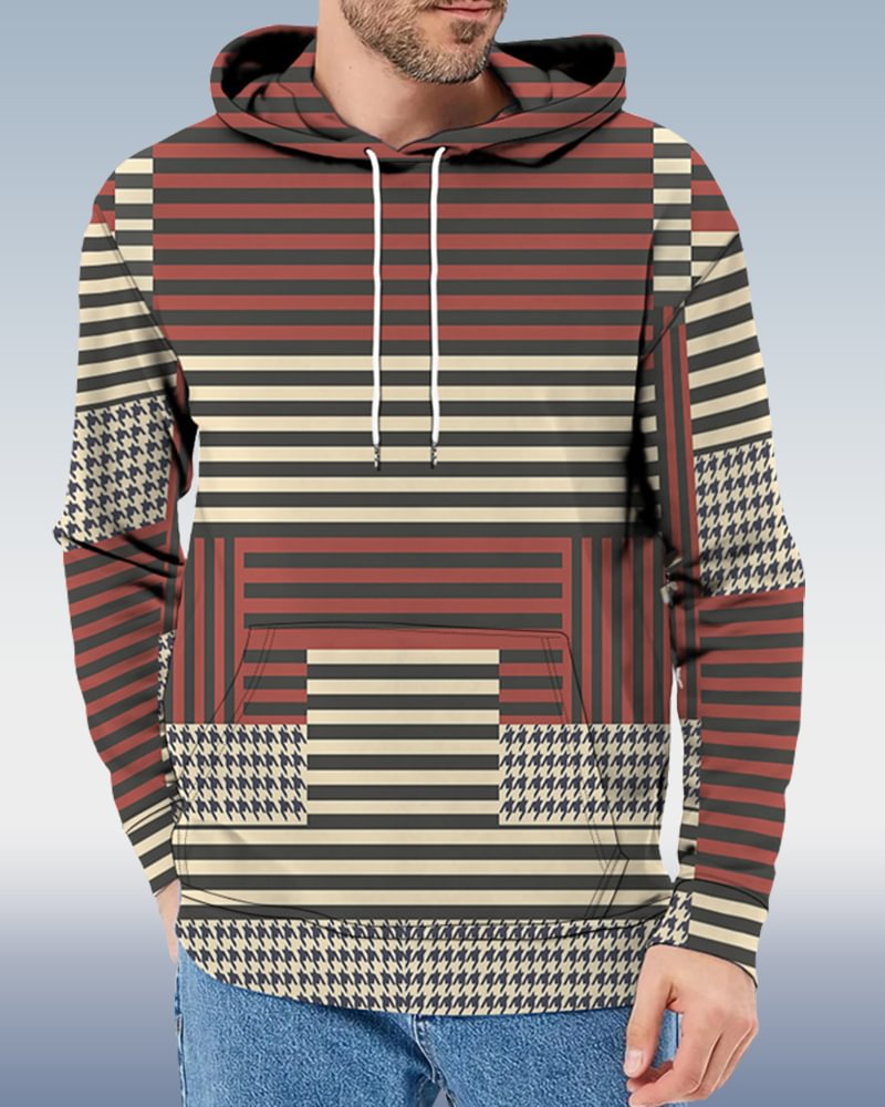 Men's Geometric Colorblock Hoodie 020