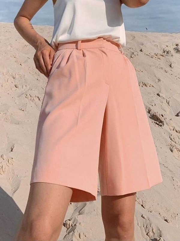 Original Solid Color Wide Leg Shorts