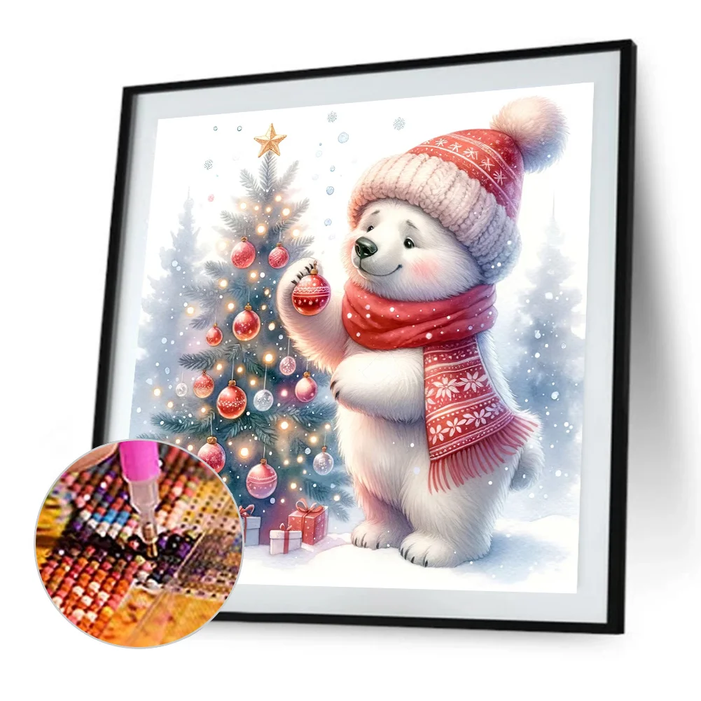 Diamond Painting - Full Square Drill - Christmas Bear(Canvas|30*30cm)