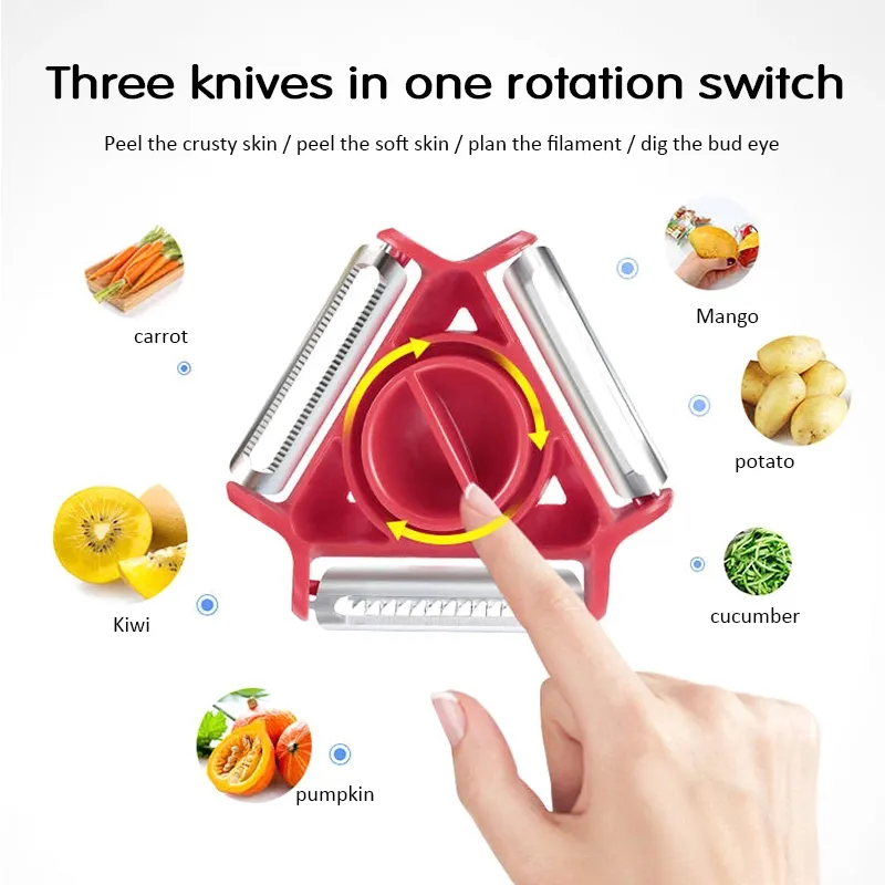 Likron Watches 3-Piece Magic Trio Vegetable Peeler Set Precision Stainless Steel Blades for Slicing