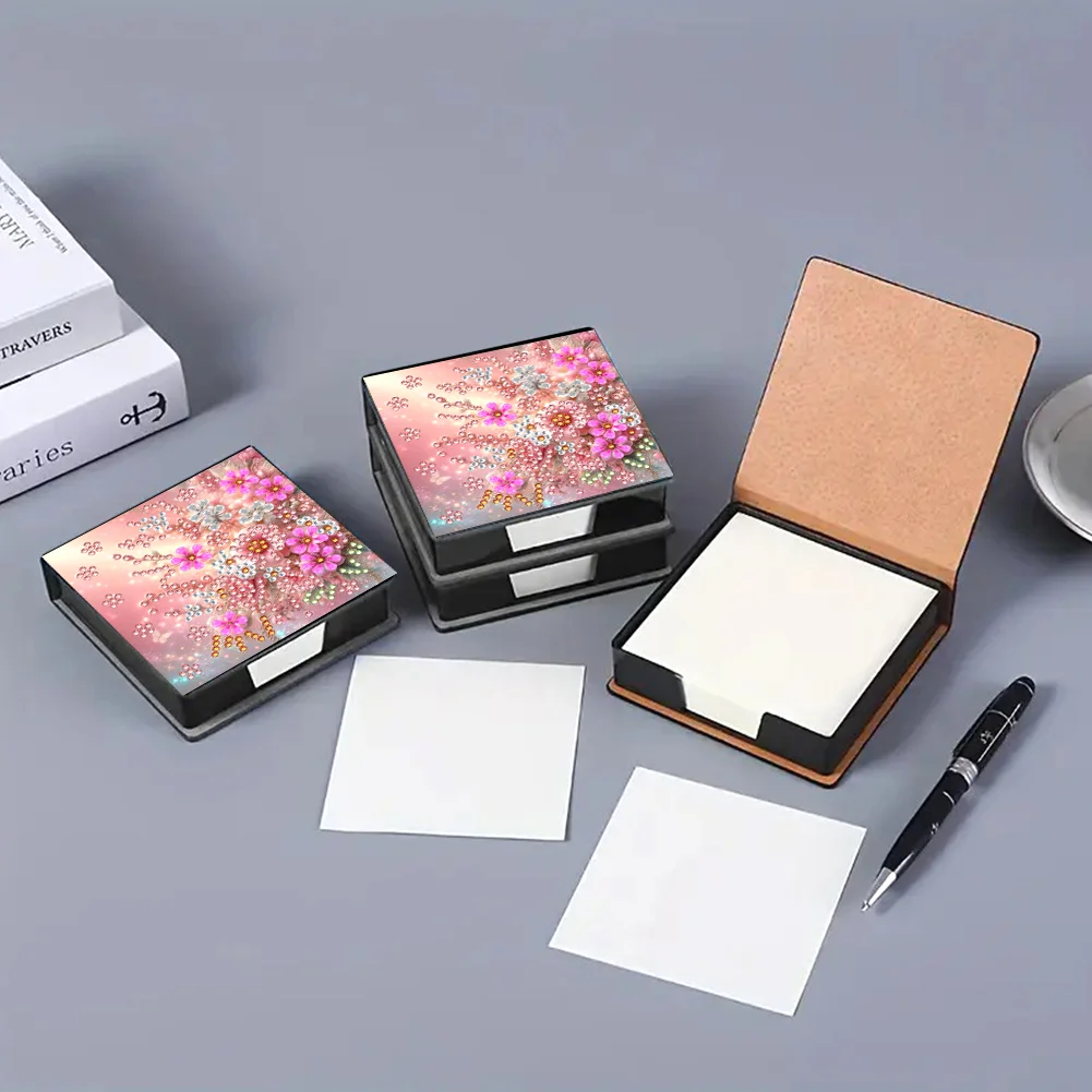 PU 5D Diamond Painting Kit Note Box DIY Diamond Art Notepad Box (Flower)