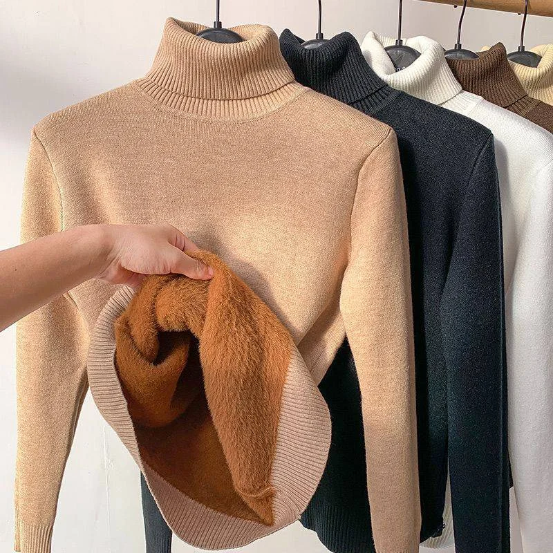 Thick turtleneck inner warm base layer sweater