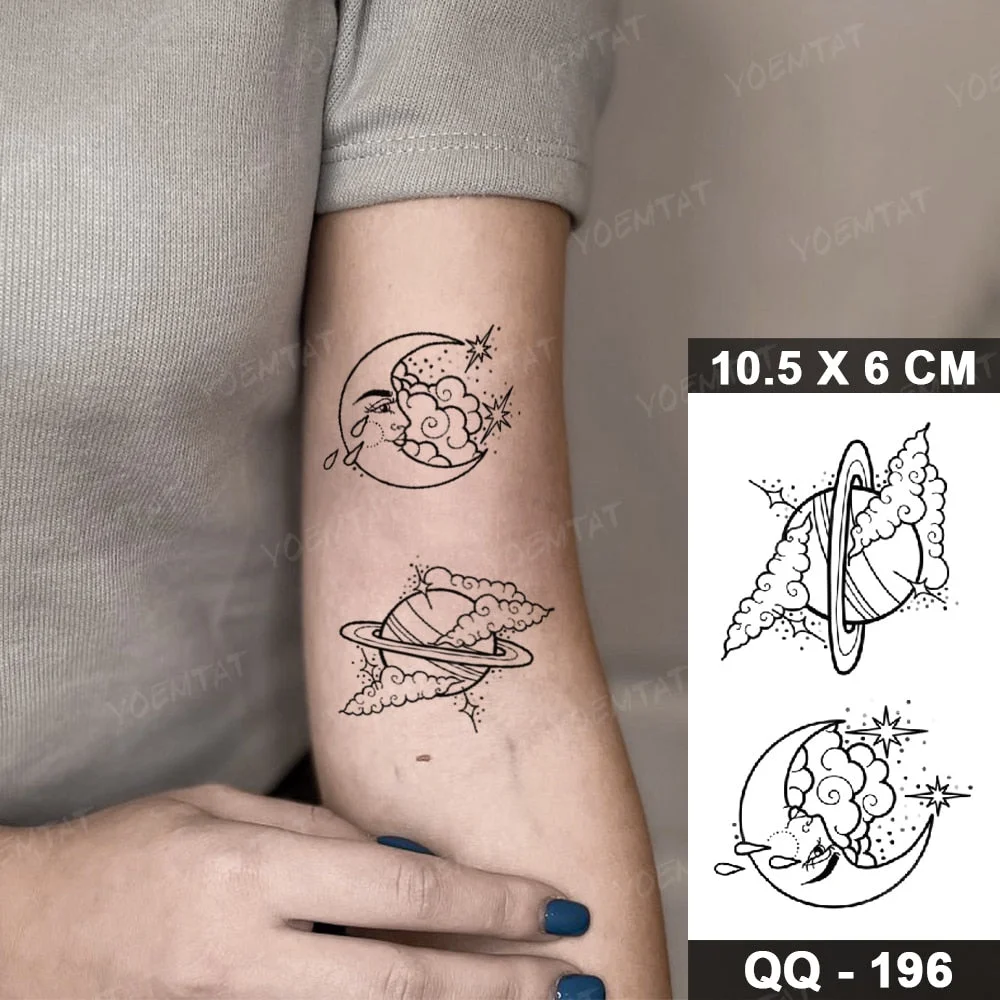 Waterproof Temporary Tattoo Stickers Clock Compass Flower Arrow Henna Flash Tatoo Women Men Indian Hand-painted Small Fake Tatto
