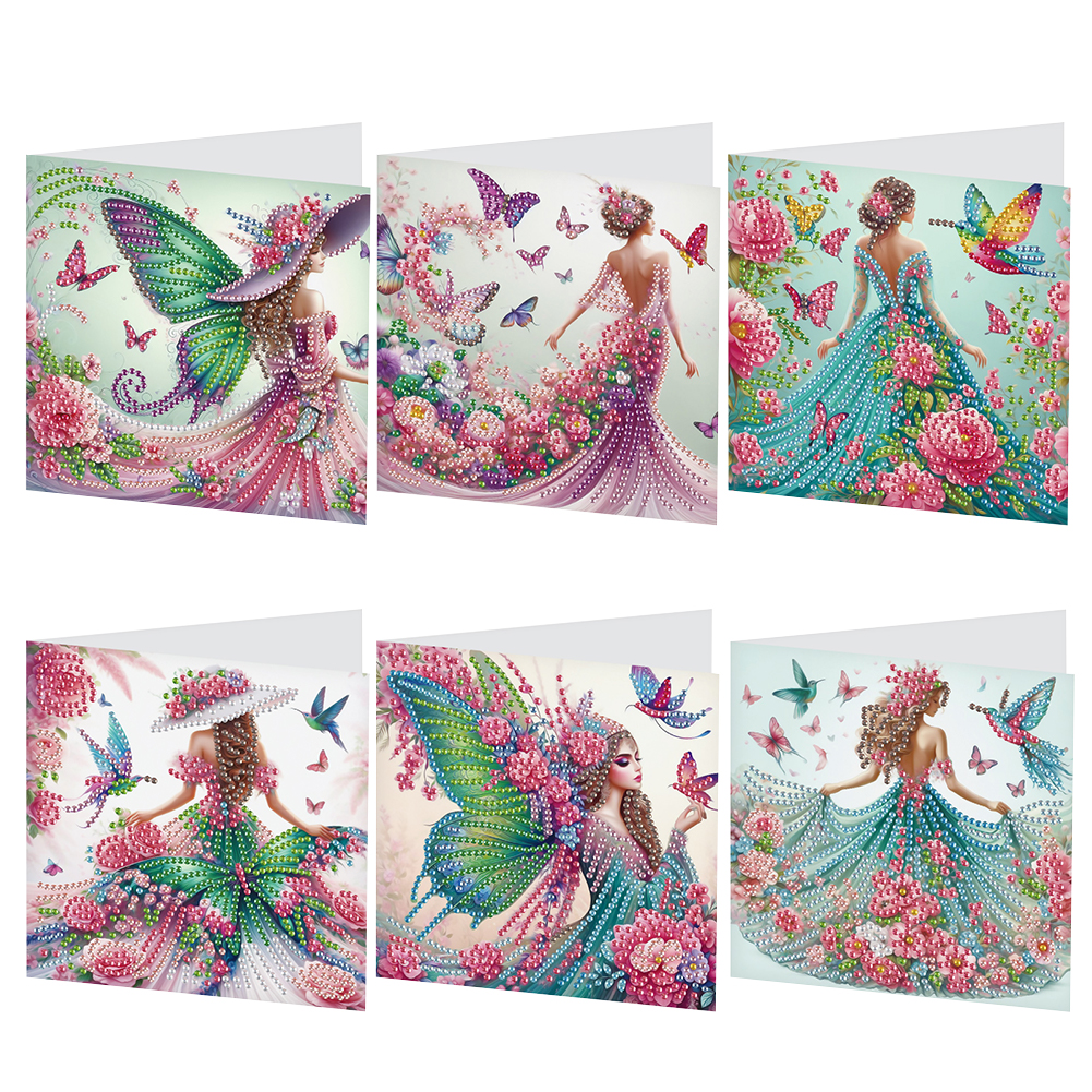 6Pcs DIY Diamond Painting Greeting Card Fairy Girl-Guru-buzz