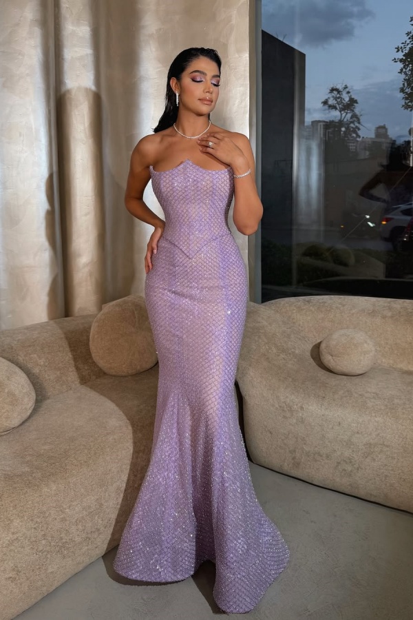 Strapless Lilac Gorgeous Mermaid Prom Dress | ZT0602