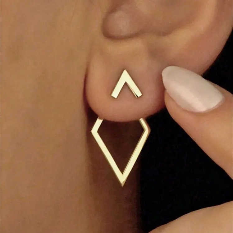 Geometric Double Layer Diamond Earrings