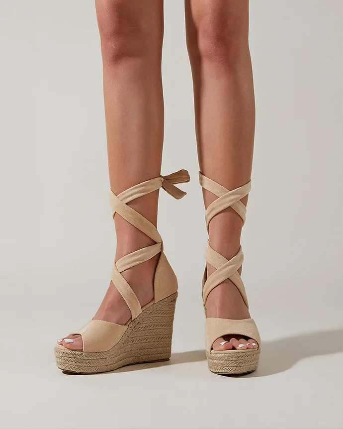 Espadrille platform sandals lace clearance up