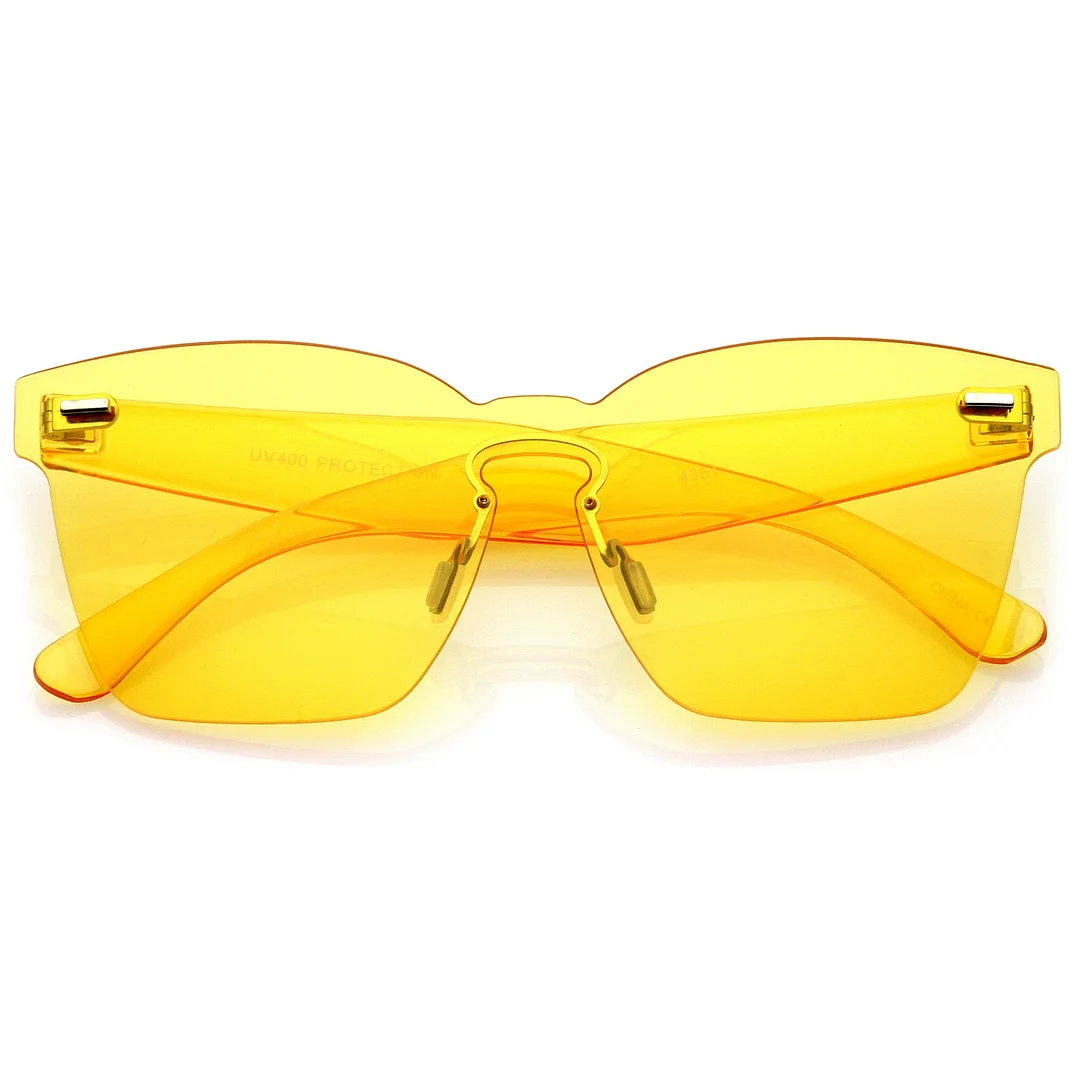 Oversize Rimless Keyhole Nose Bridge Mono Lens Horn Rimmed glasses 63mm