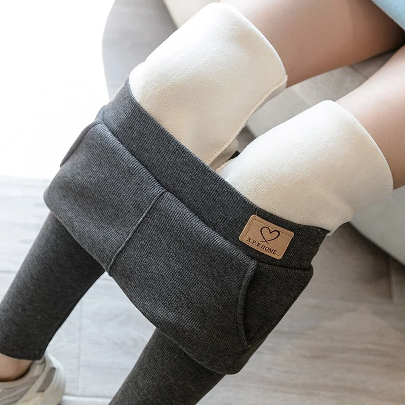 Pregant Cold-Resistant Leggings Women Fashion Casual Lamb Cashmere Leggins Mujer Pockets Plus Velvet Thickening Legging