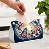 DIY PU Diamond Painting Tissue Box Kit Desktop Tissue Holder with Rhinestone Diamond Desk Decorative Tissue Box for Adults Desktop Storage Organizer (Love)