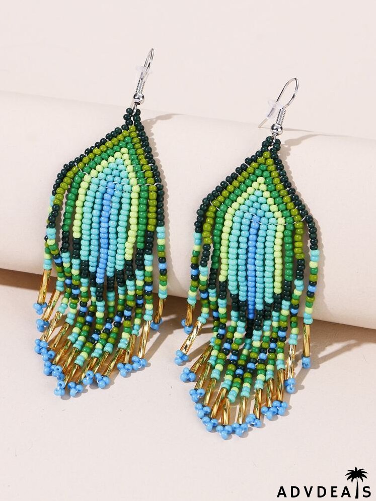 Bead Tassel Drop Earrings