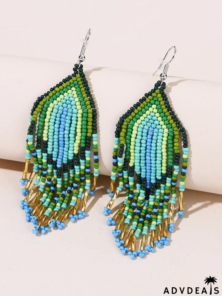 Bead Tassel Drop Earrings