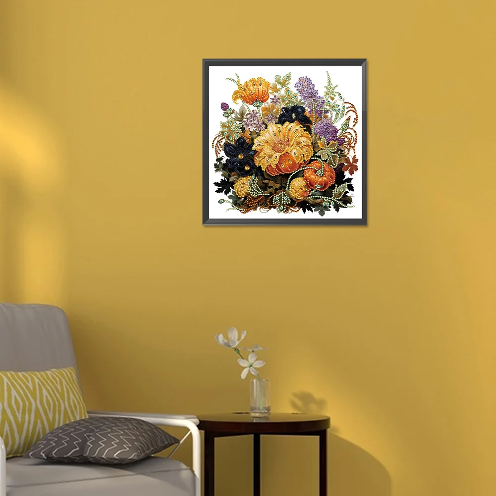 Diamond Painting - Partial Special Shaped Drill - Pumpkin Sunflower(Canvas|30*30cm)