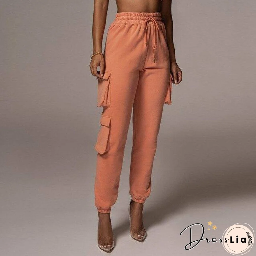 2 Piece Women Sports Casual Set Sweatshirt Crop Tops Pocket Sweatpants Baggy Pants Tracksuit Streetwear Joggers Summer Outfits