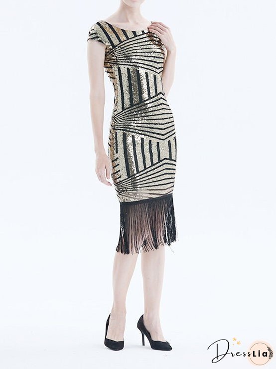 Sequined Fringe Slim Fit Midi Dress