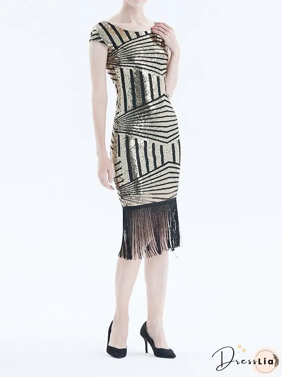Sequined Fringe Slim Fit Midi Dress