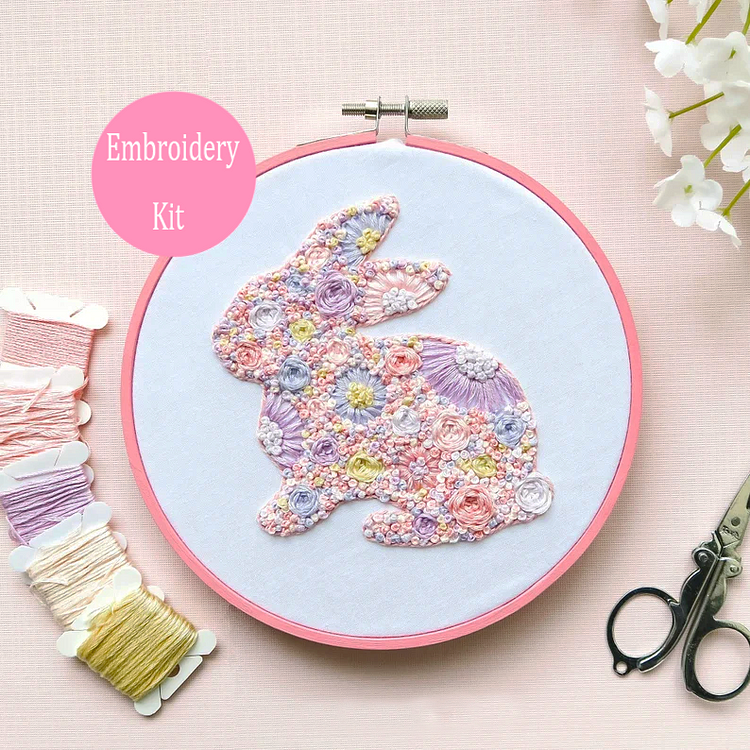 Easter Bunny Embroidery Kits and Stitch Guide-Beginner