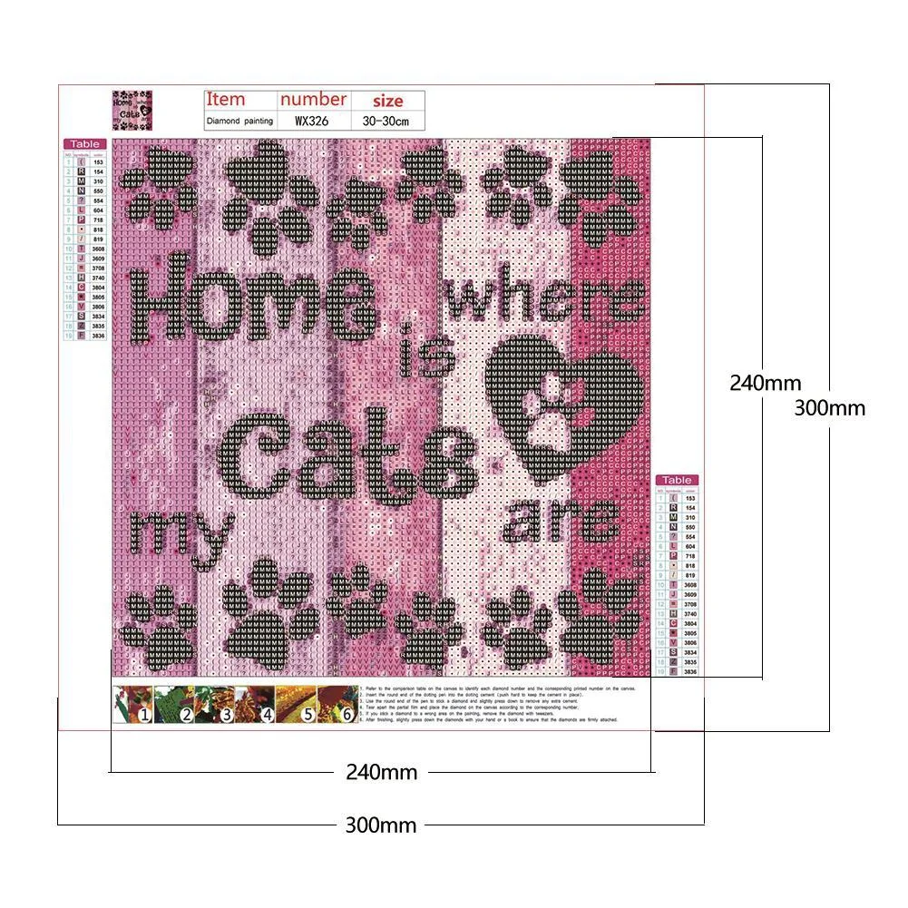 Diamond Painting - Full Round Drill - Home is Where the Cats Are(30*30cm)