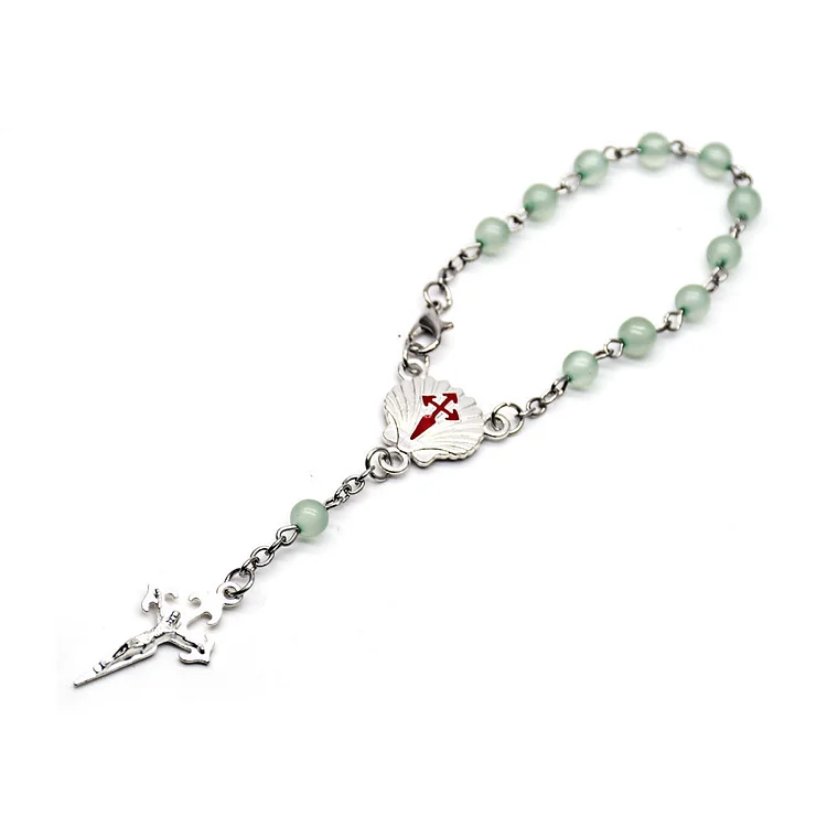 Olivenorma Green Aventurine Rosary Cross Prayer Beads Bracelet