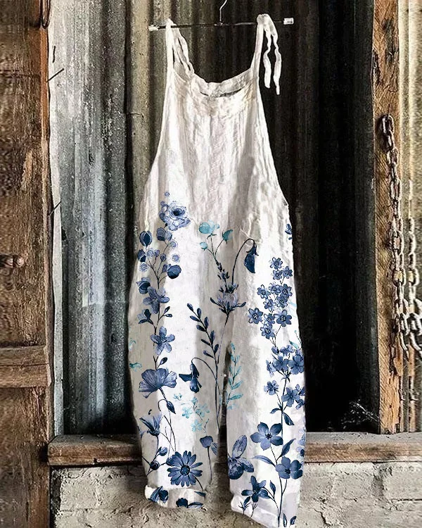 Women's Floral Print Loose Casual Jumpsuit