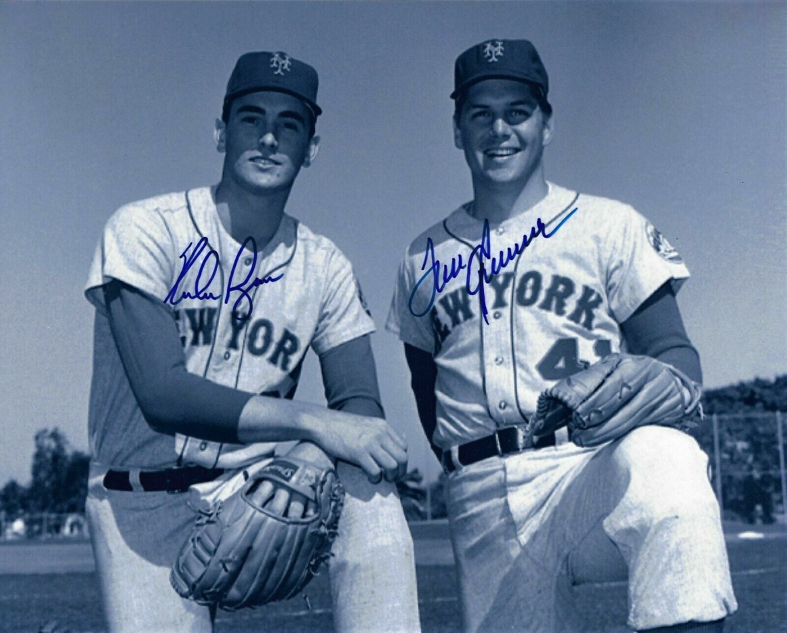 Nolan Ryan / Tom Seaver Autographed Signed 8x10 Photo Poster painting ( HOF Mets ) REPRINT