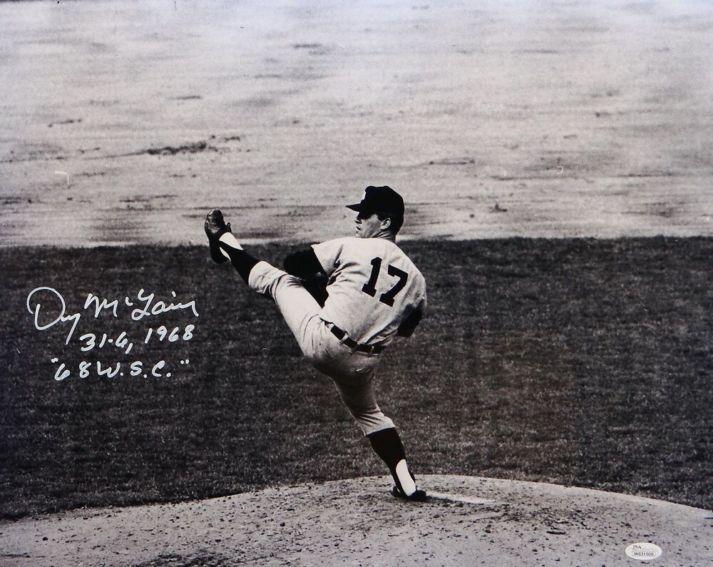 Denny McLain Autographed 16x20 B&W Pitching Photo Poster painting- JSA W Auth