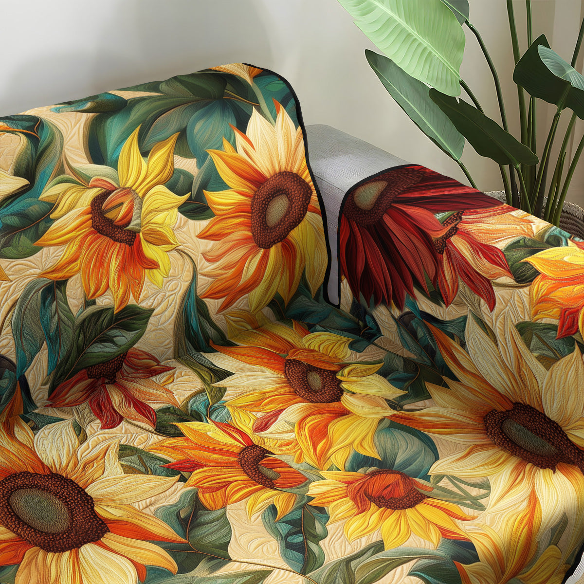 Sunlit Blossoms Quilted Sofa Cover NCU0PT1617 everthome