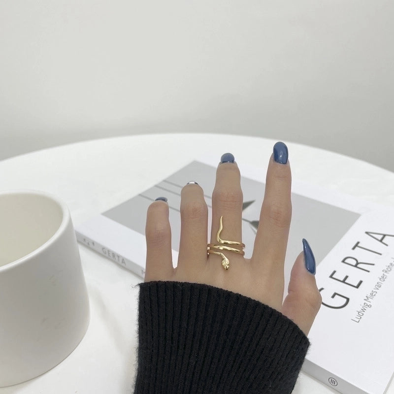 Minimalist Snake Sterling Silver Plating Open Ring