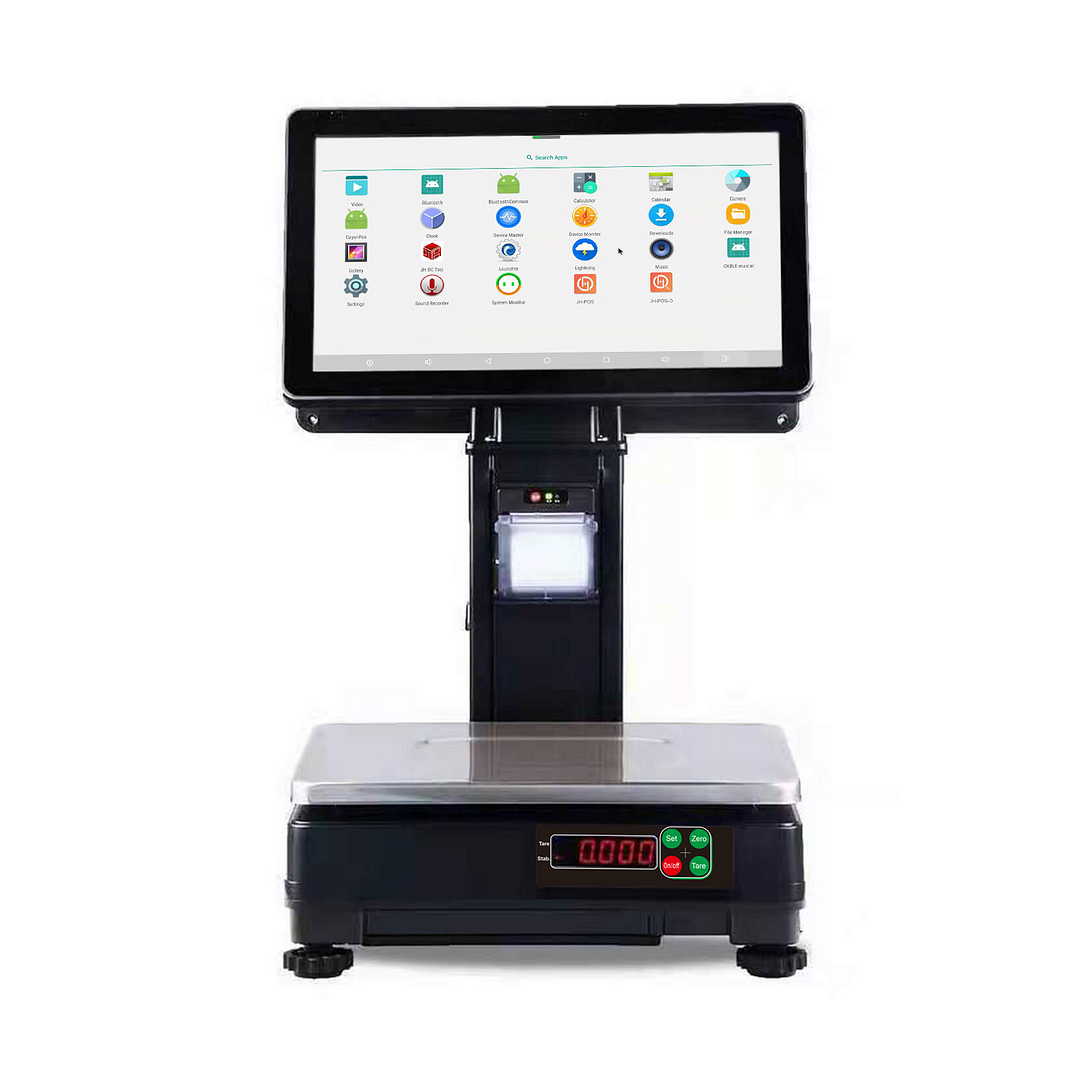 New Model  RFID Touch Screen POS Ai Scale with 58mm Printer Barcode Scanner Intelligent RFID Electronic Cash Register Scale
