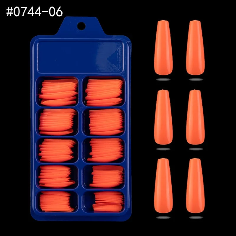 Lamemoria 100/500pcs/opp/box Fake Nails Coffin Nail Tips Press on Nails Natural Clear Long Ballerina DIY False Nail Full Cover-Nail Inspo
