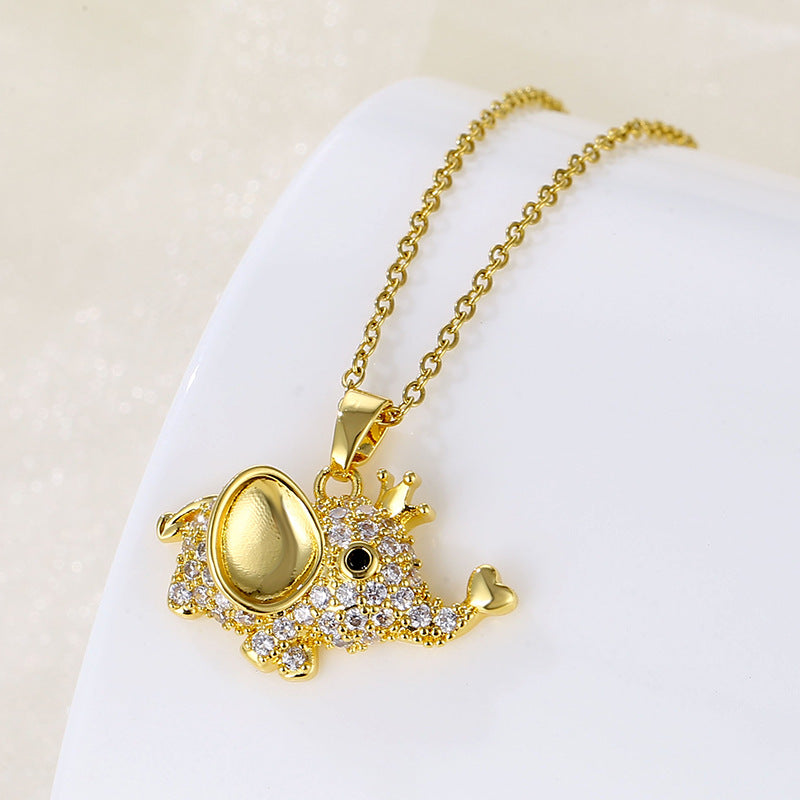 Women Minimalist Geometric Metal Elephant Stainless Steel Electroplating Necklaces