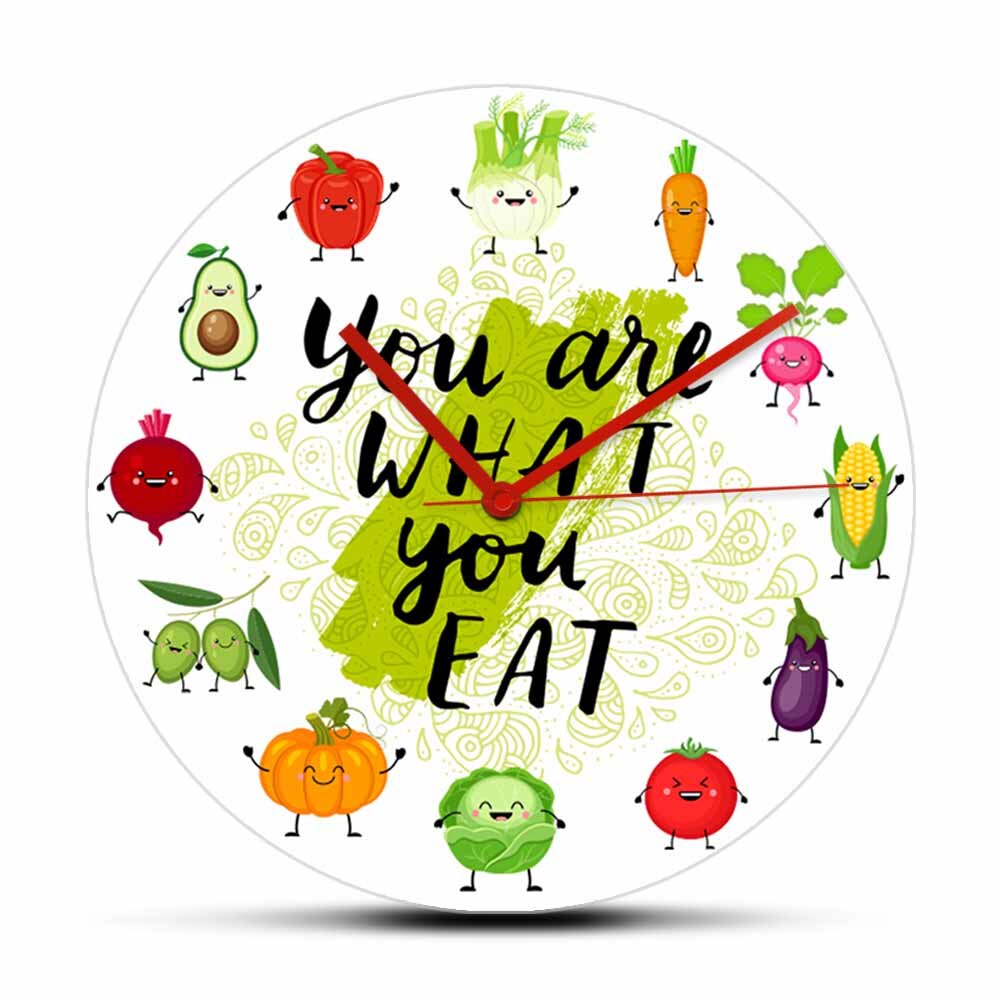 

You Are What You Eat Vegetarian Quote - Frameless Acrylic Wall Clock, 501 Original
