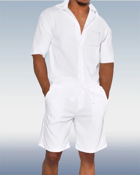 Suitmens Men's Cotton Shirt Two Piece Set 0096