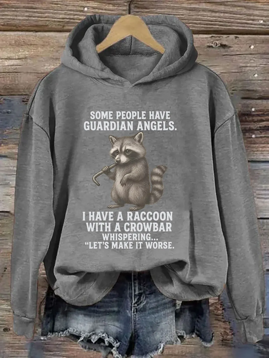 Some People Have Guardian Angels Raccoon With Crowbar Hoodie