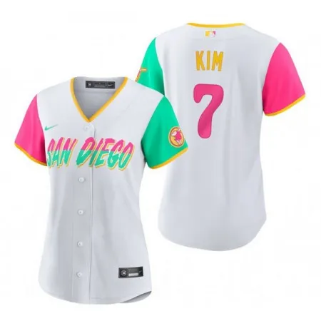 Women's San Diego Padres #7 Ha Seong Kim 2022 White City Connect Cool Base Stitched Baseball Jersey(Run Small) 3GSI