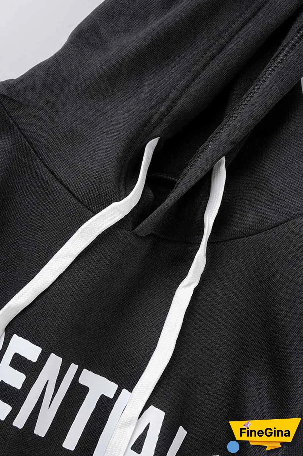 Pink Elegant Print Letter Hooded Collar Long Sleeve Two Pieces