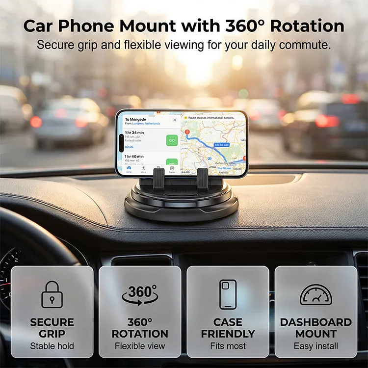 🔥Offerta limitata: 50% di sconto🔥Supporto per cellulare da cruscotto con rotazione a 360&deg; per auto