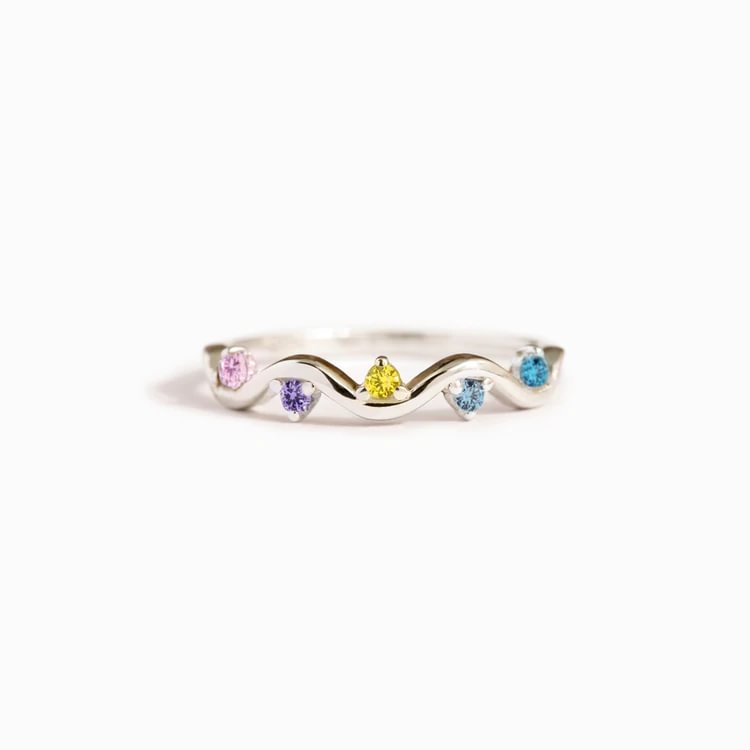 Karativa Personalized Wave Ring with 1-6 Birthstones