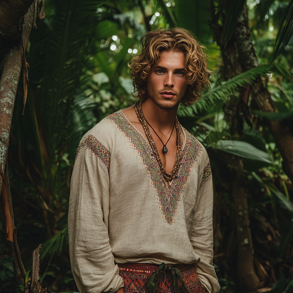 Men's Bohemian Linen Top-inspireuse