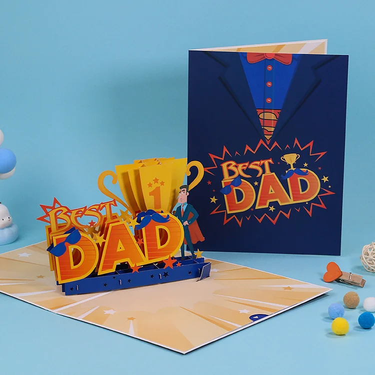 Best Dad Father's Day Greeting Card 3D Creative Gift Card for Him