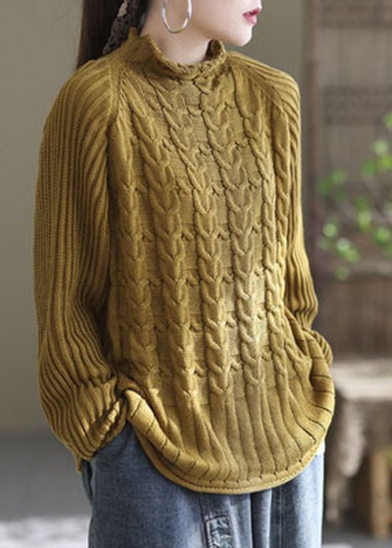 Chic Yellow Turtle Neck warm Knit sweaters Winter CK956- Fabulory